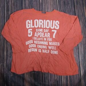 Bellevue Shirt Womens Large Orange Long Sleeve Glorious Graphic Quote Tee